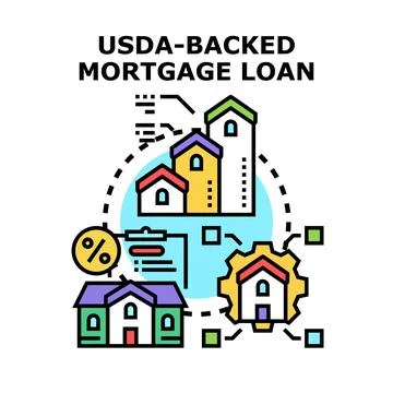 Mortgage loan backed by housing program helping property development Stock Illustration