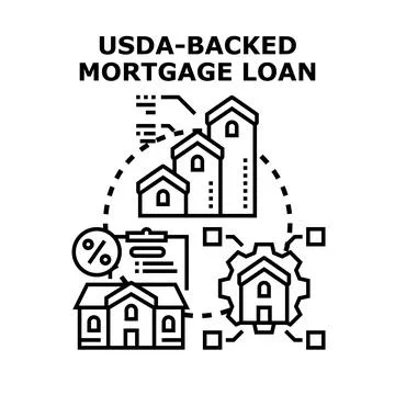Mortgage loan backed by housing program helping property development Stock Illustration