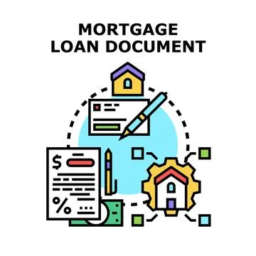 Mortgage loan document preparing for home buying process Stock Illustration