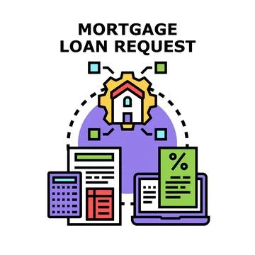Mortgage loan request concept for home financing application Stock Illustration