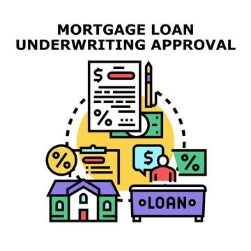 Mortgage loan underwriting approval process for home property Stock-Illustration