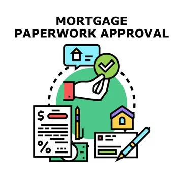 Mortgage paperwork approval process concept Stock Illustration