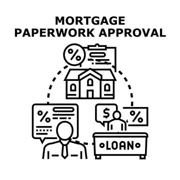 Mortgage paperwork approval process for home loan Stock Illustration