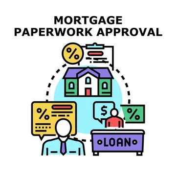 Mortgage paperwork approval process for home loan Stock Illustration