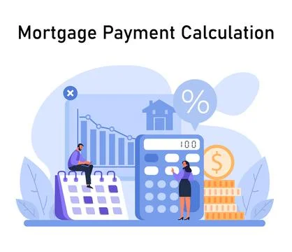 Mortgage Payment Calculation concept. Flat vector illustration. Illustrazione stock