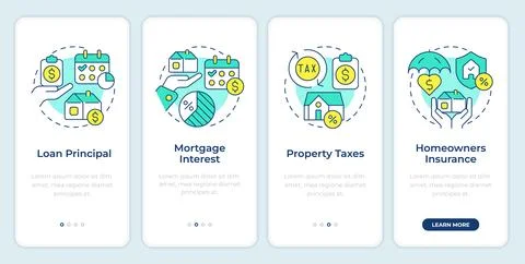 Mortgage payment components onboarding mobile app screen Stockillustratie
