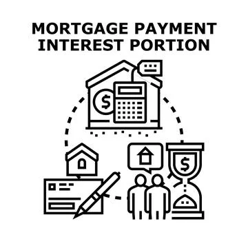 Mortgage payment interest portion calculation concept Stock Illustration