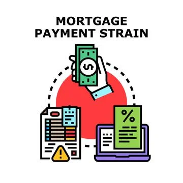 Mortgage payment strain causing financial difficulty Stock Illustration