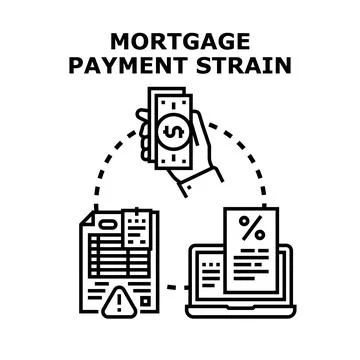Mortgage payment strain causing financial difficulty Stock Illustration