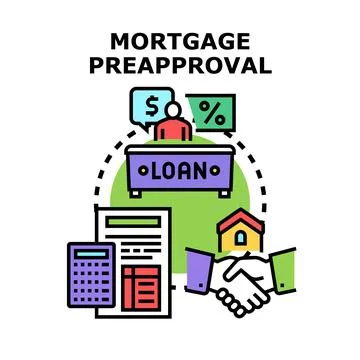 Mortgage preapproval process securing home loan agreement Stock Illustration