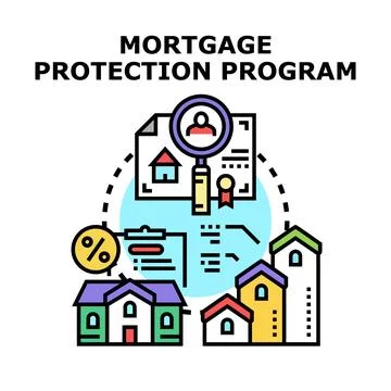 Mortgage protection program offering property insurance concept Stock Illustration