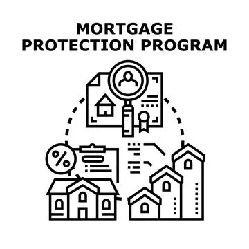 Mortgage protection program offering property insurance concept Stock Illustration