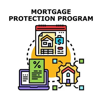 Mortgage protection program planning home financial security Illustrazione stock