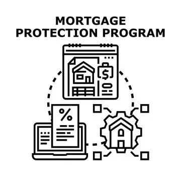 Mortgage protection program planning home financial security 스톡 일러스트