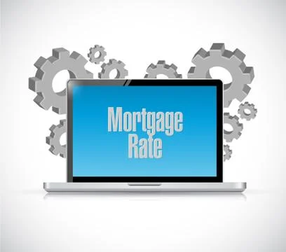 Mortgage rate tech computer sign concept Ilustración de archivo