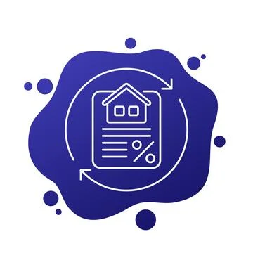 Mortgage refinance, lower interest rate icon in line design Ilustração Stock