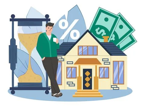 Mortgage vector flat illustration. Stock Illustration