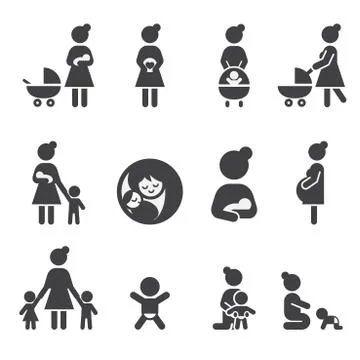 Morther icon set Stock Illustration