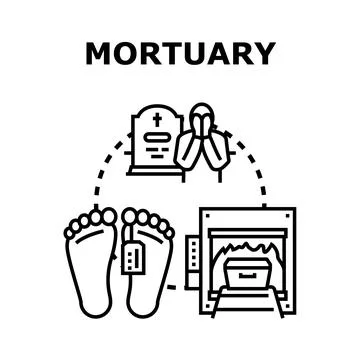 Mortuary services concept including cremation and burial Stock Illustration