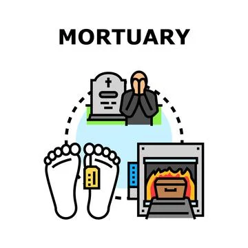 Mortuary services concept including cremation and burial Stock Illustration