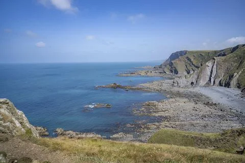 Morwenstow view of bay from higher sharpnose point Stock Photos