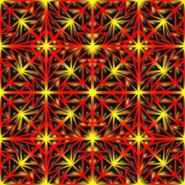 Mosaic of 3D triangles ornament in red, yellow and dark colors Stock Illustration