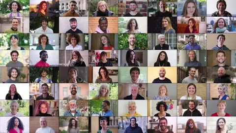 Mosaic of 64 smiling faces from different backgrounds Stock Footage 278273072