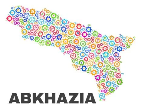 Mosaic Abkhazia Map of Gearwheel Elements Stock Illustration