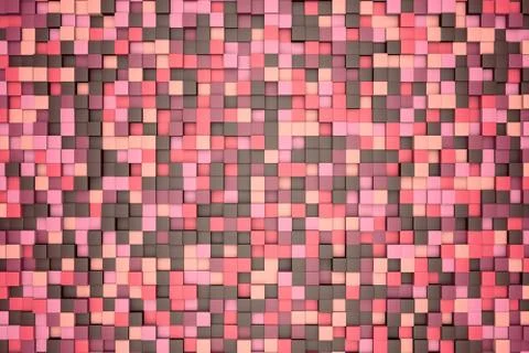 Mosaic abstract background, colored blocks. Wall of cubes. Pixels art. Stock Illustration