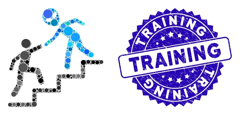 Mosaic Alien Training Help Icon with Distress Training Stamp Illustrazione stock