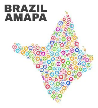Mosaic Amapa State Map of Cog Elements Illustrazione stock