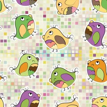 Mosaic and parrot Stock Illustration