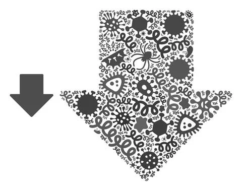 Mosaic Arrow Down Icon of Flu Pathogens Stock Illustration