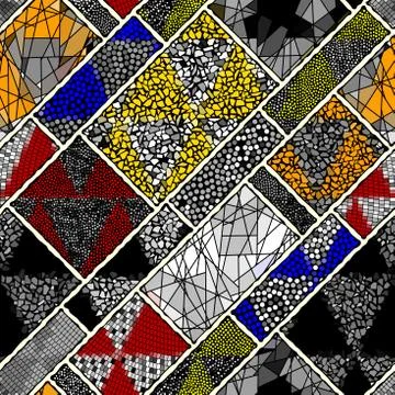 Mosaic art pattern in block design style. Illustrazione stock