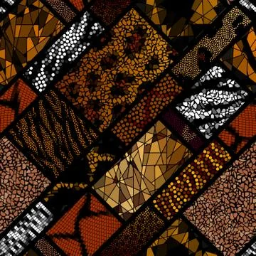Mosaic art pattern in block design style. Illustrazione stock