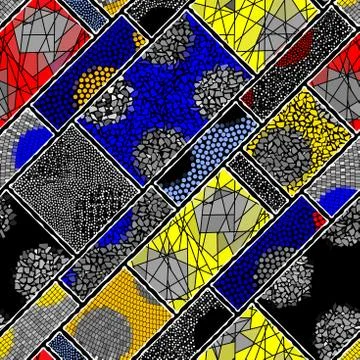 Mosaic art pattern in block design style. Stock Illustration