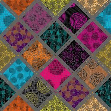 Mosaic art pattern of rectangles of different tile textures. イラスト素材