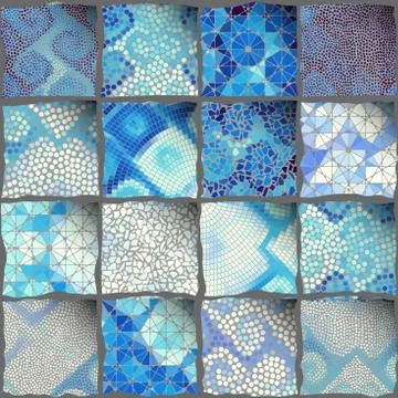 Mosaic art pattern of rectangles of different tile textures. イラスト素材