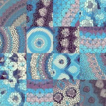 Mosaic art pattern of rectangles of different tile textures. イラスト素材