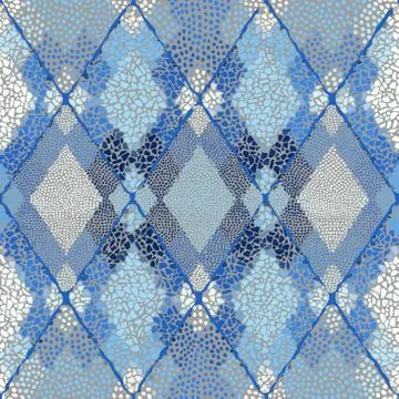 Mosaic art pattern of rhombuses of different tile textures. Seamless vector. Stock Illustration