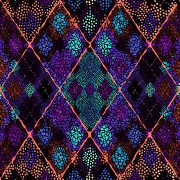 Mosaic art pattern of rhombuses of different tile textures. Seamless vector. Stock Illustration