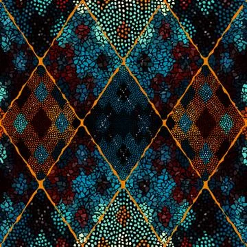 Mosaic art pattern of rhombuses of different tile textures. Seamless vector. Illustrazione stock