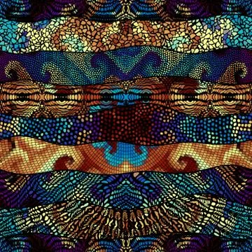 Mosaic art pattern of wavy shapes. Vector seamless image. Ilustración de archivo