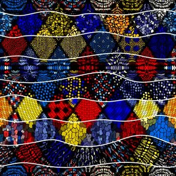 Mosaic art pattern of wavy shapes. Vector seamless image. Stockillustratie