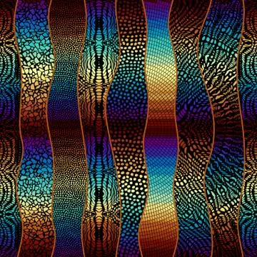 Mosaic art pattern of wavy shapes. Vector seamless image. Stock Illustration