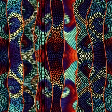 Mosaic art pattern of wavy shapes. Vector seamless image. イラスト素材