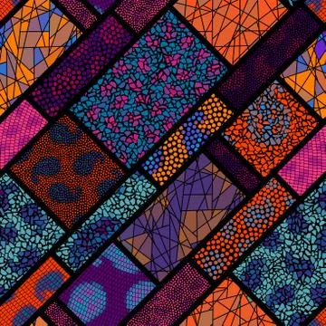 Mosaic art pattern of wavy shapes. Vector seamless image. Stockillustratie