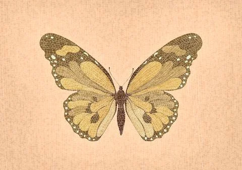Mosaic art vector butterfly Illustrazione stock
