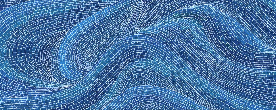 Mosaic art waves texture, vector background Stock Photos