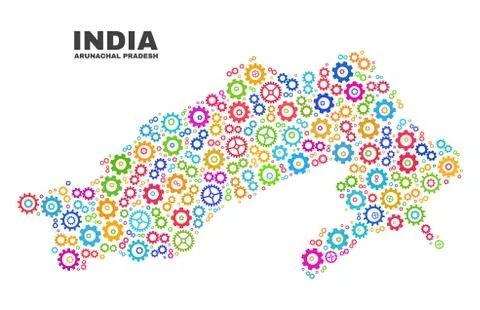 Mosaic Arunachal Pradesh State Map of Cog Elements イラスト素材